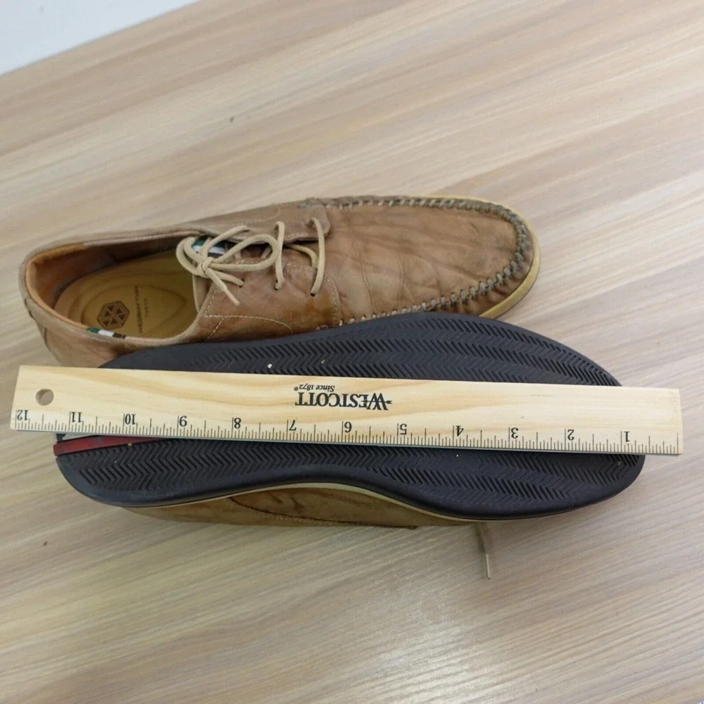 Japanese Whipstitch Boat Shoes Mens 9 Camel Leather Moc Blucher NEORHYTHM TOKYO